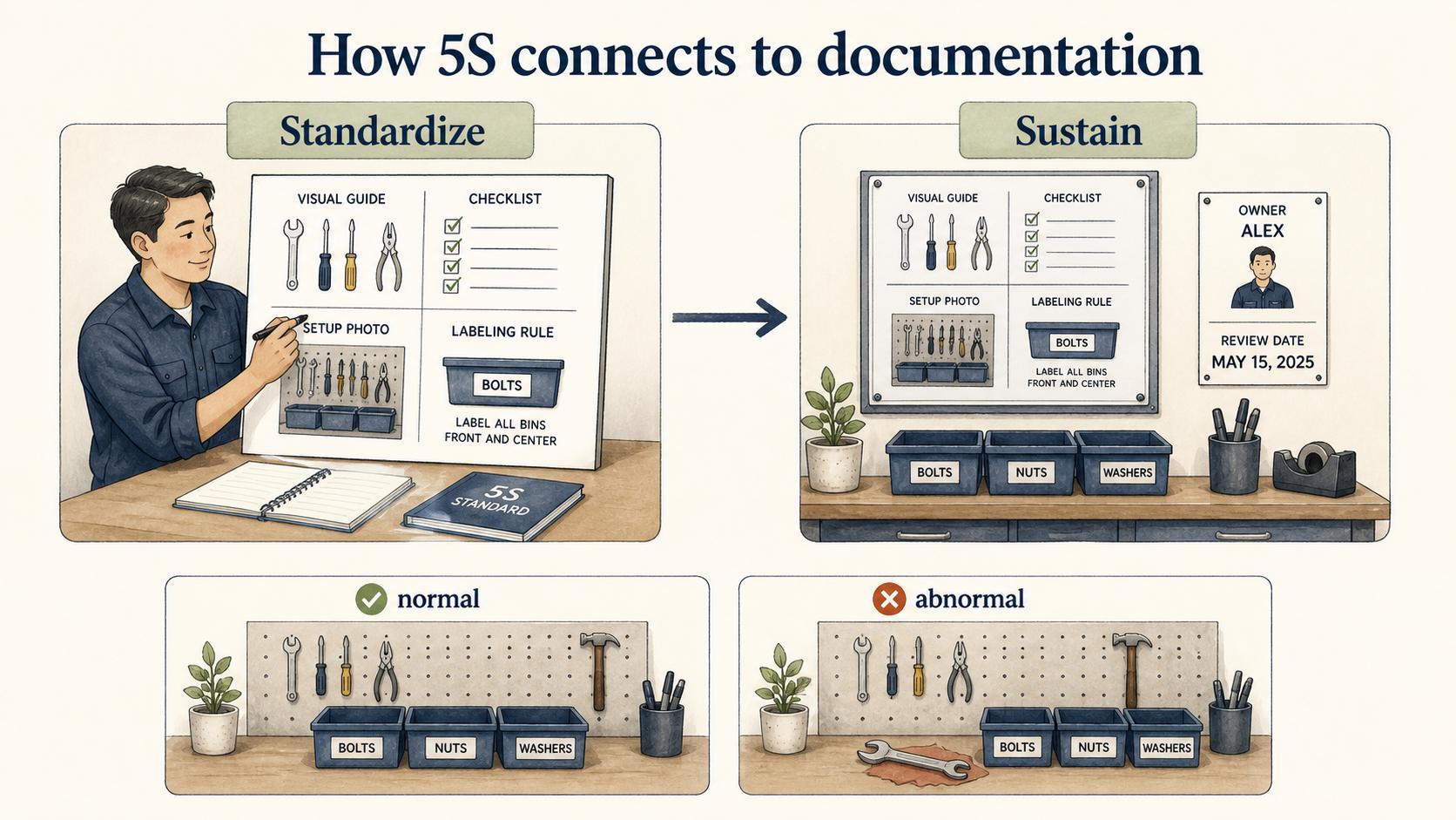 How documentation supports 5S standards
