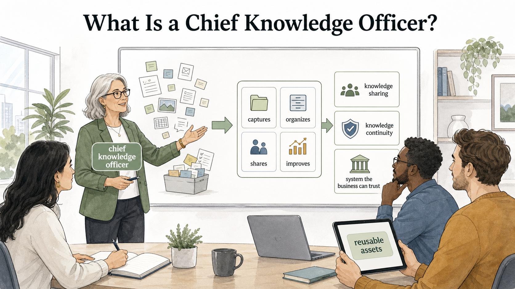 A chief knowledge officer turns scattered knowledge work into a trusted system for capturing, organizing, sharing, and improving knowledge.
