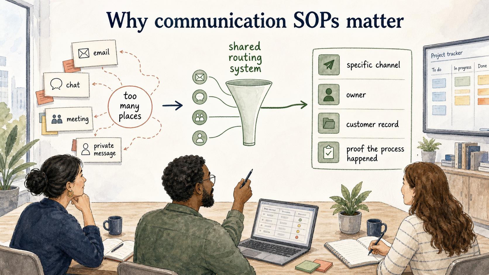 A communication SOP reduces guesswork by turning scattered messages into a shared routing system with an owner and durable record.