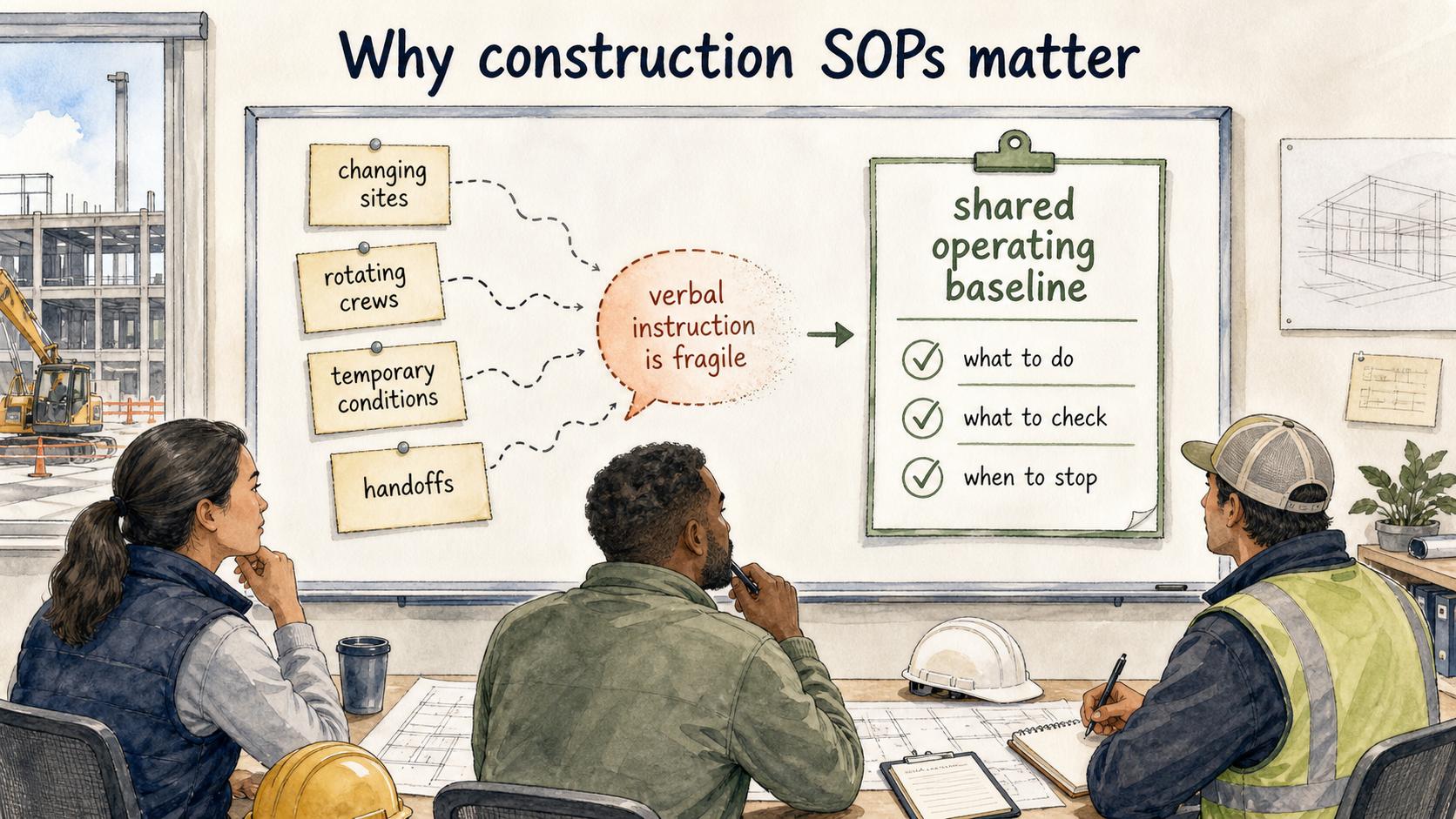 Construction SOPs create a shared operating baseline when sites, crews, conditions, and handoffs keep changing.