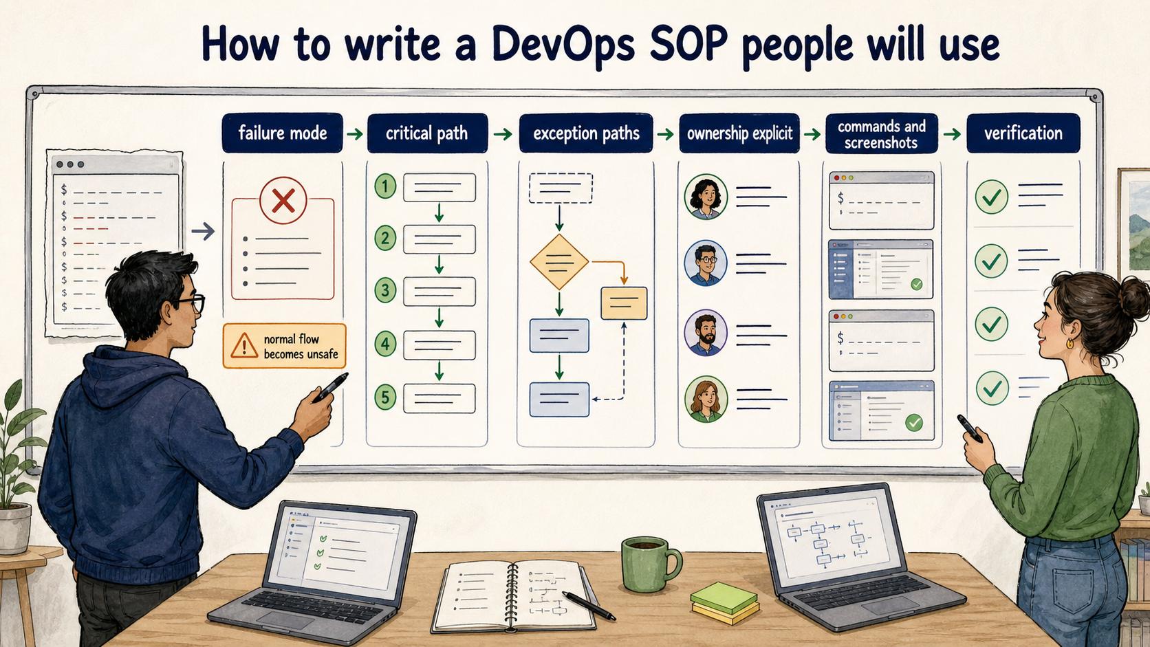Start with the failure mode, write the critical path, and make ownership and verification explicit.