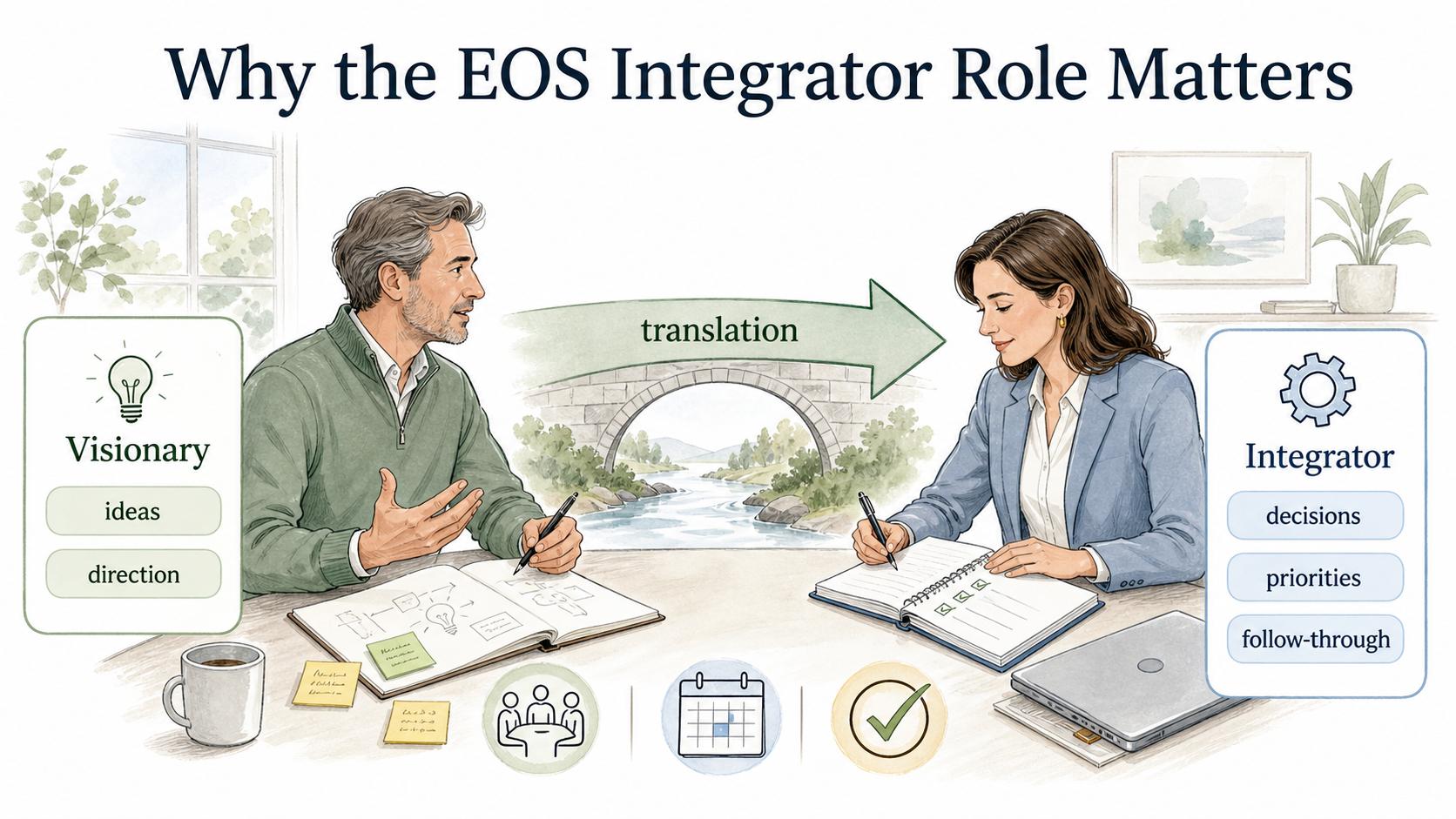 The Integrator translates Visionary direction into decisions, priorities, and follow-through.