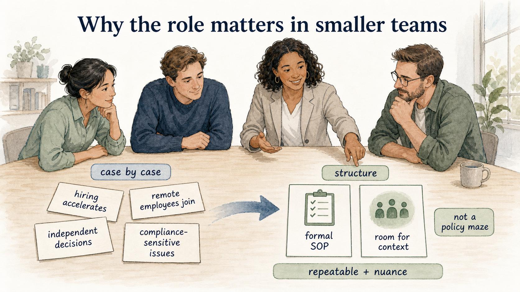 In smaller teams, an HR manager adds structure while leaving room for nuance in people issues.