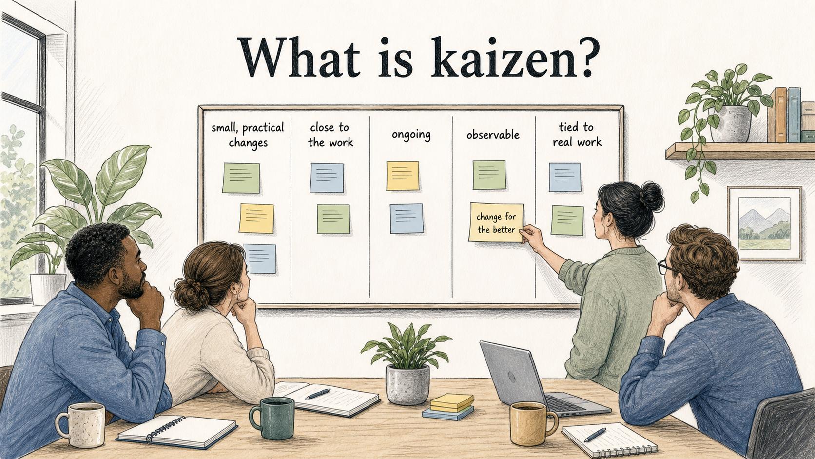 Kaizen is a disciplined habit of noticing friction, testing changes, and standardizing what works.