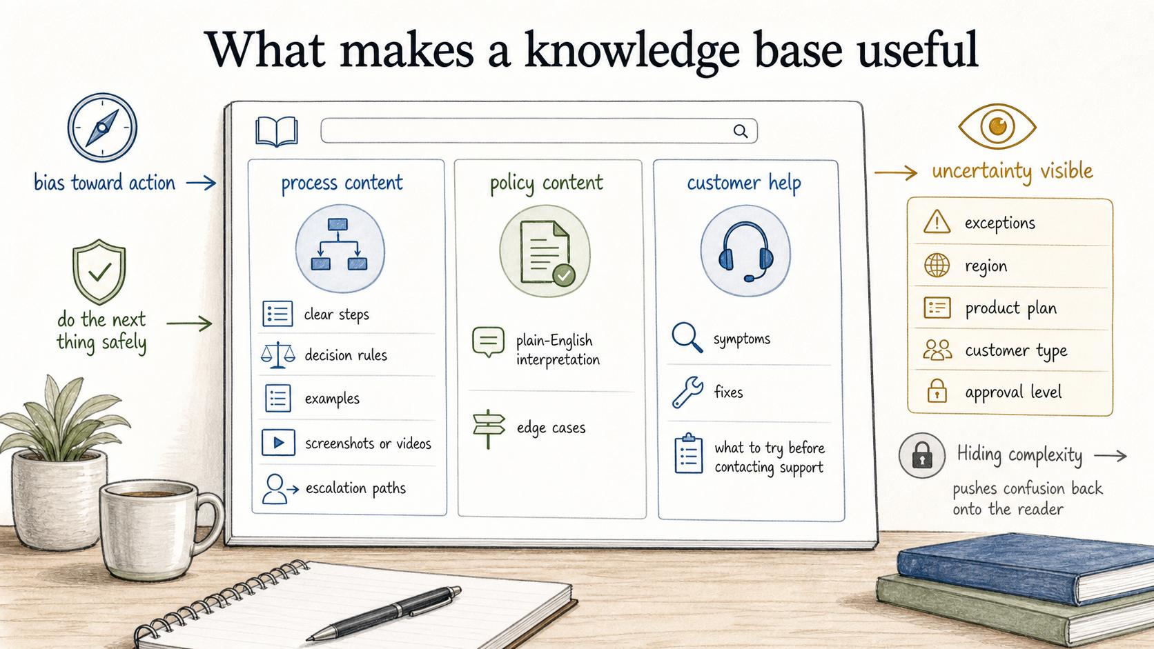 Actionable knowledge bases make uncertainty and next steps visible.