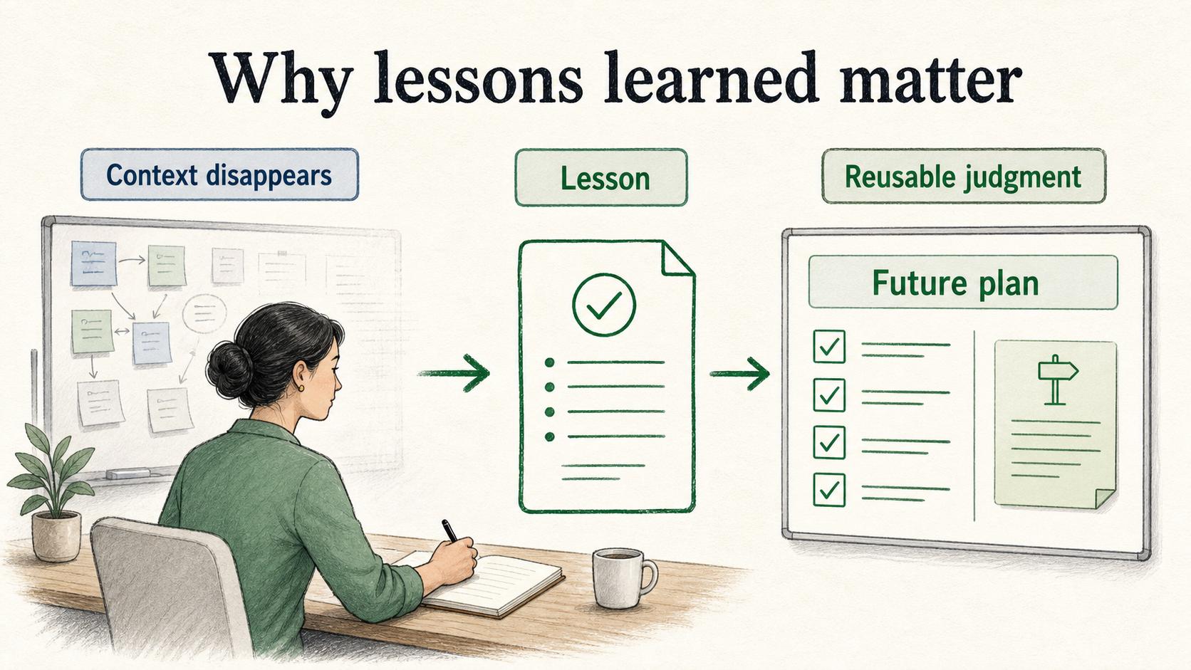 Lessons learned turn disappearing project context into reusable judgment for future plans.