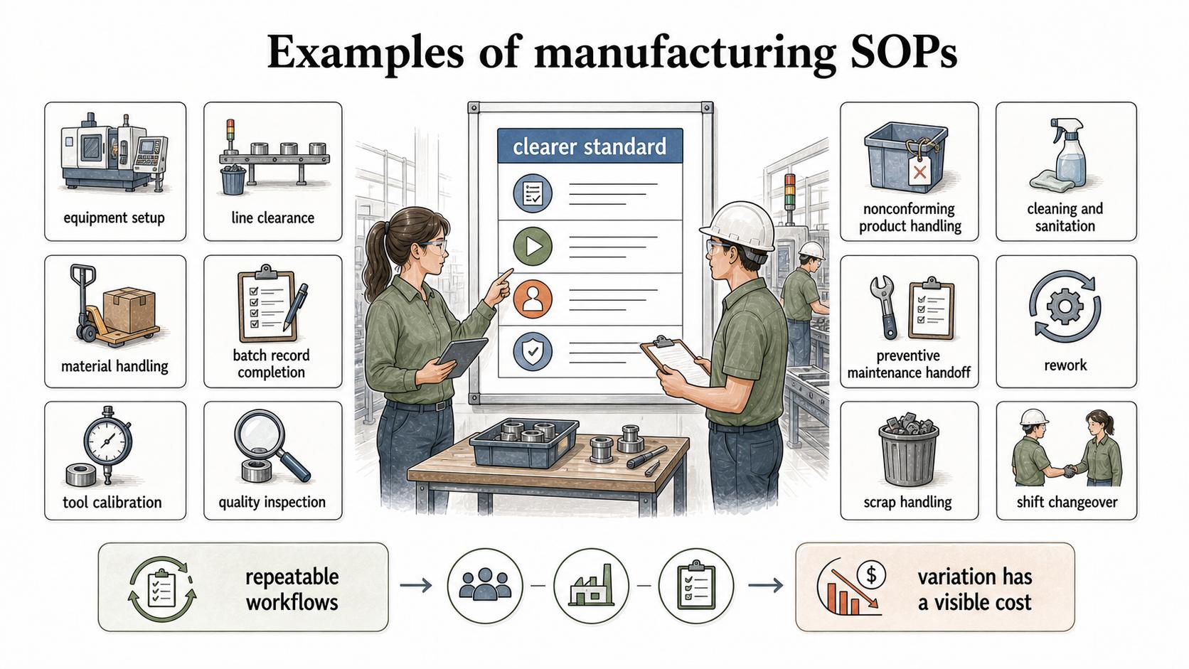The best SOP candidates are repeatable manufacturing workflows where variation has a visible cost.