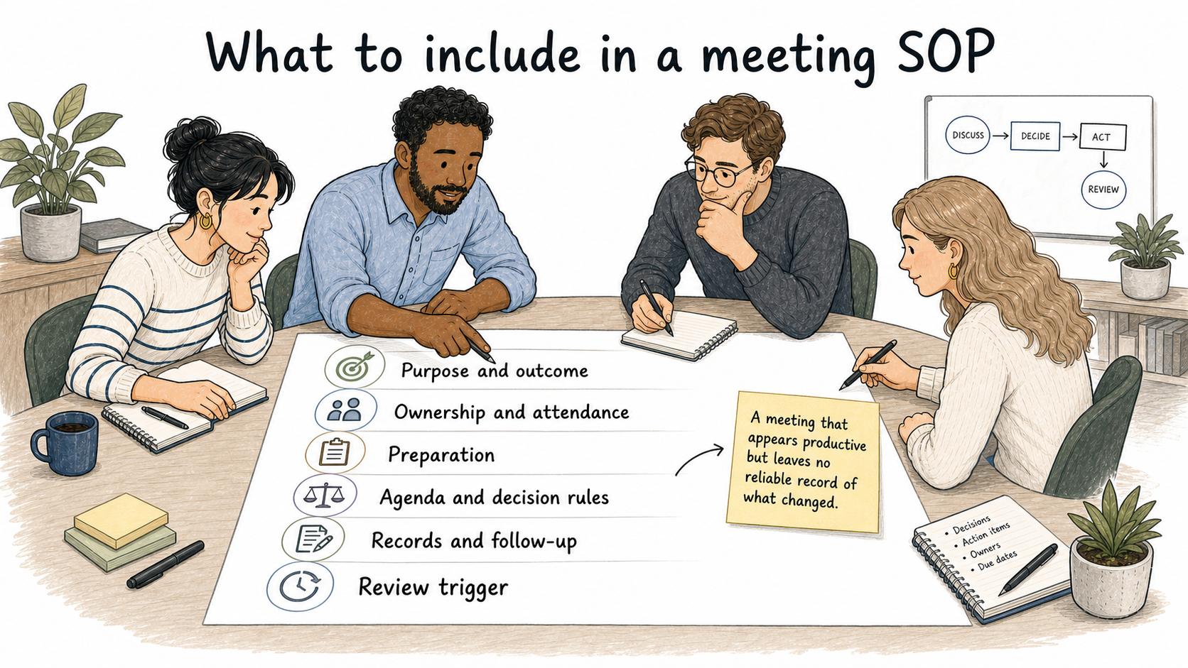 The hidden failure mode is a meeting that appears productive but leaves no reliable record of what changed.