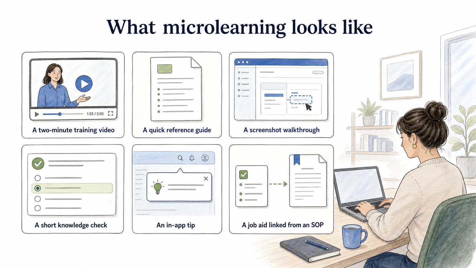 Microlearning can take several forms, as long as each asset is narrow and useful at the moment of need.