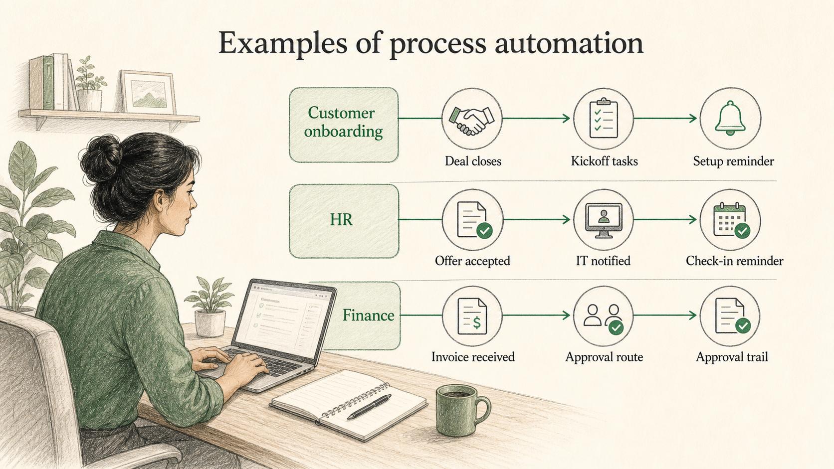 Process automation can support onboarding, HR, finance, and other repeatable workflows when the rules and handoffs are clear.