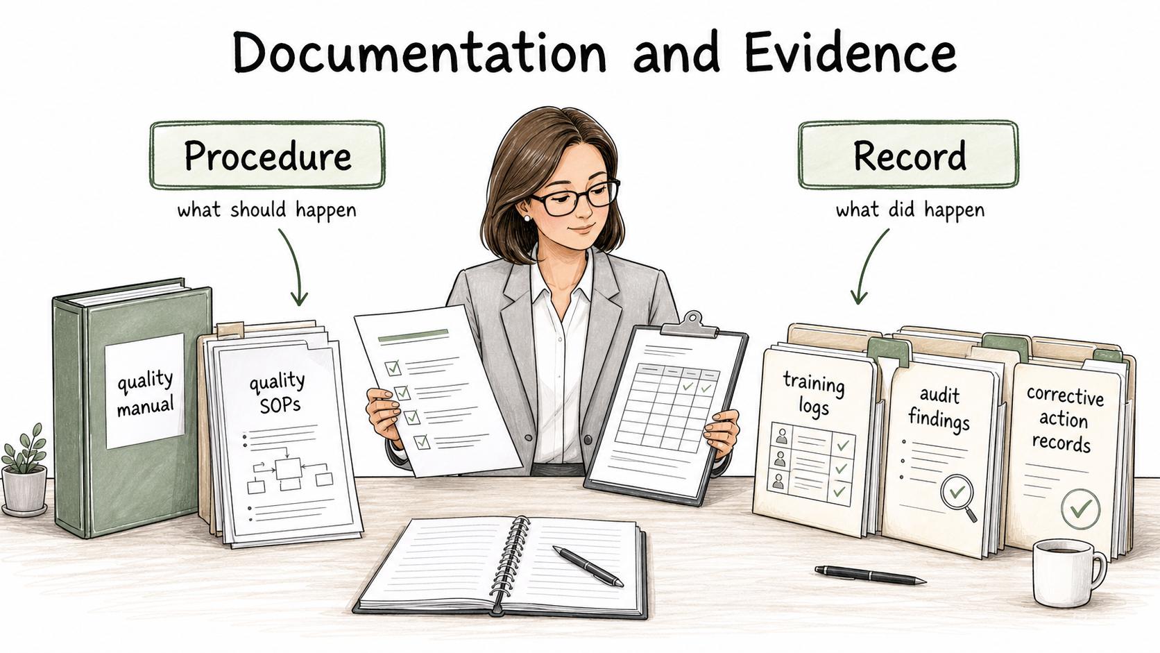 A procedure explains what should happen; a record proves what did happen.