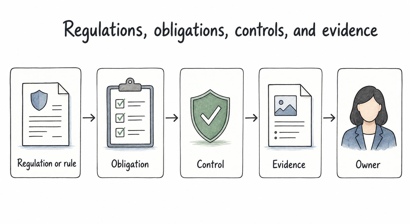 Clear compliance work connects the rule, the obligation, the control, the evidence, and the owner.