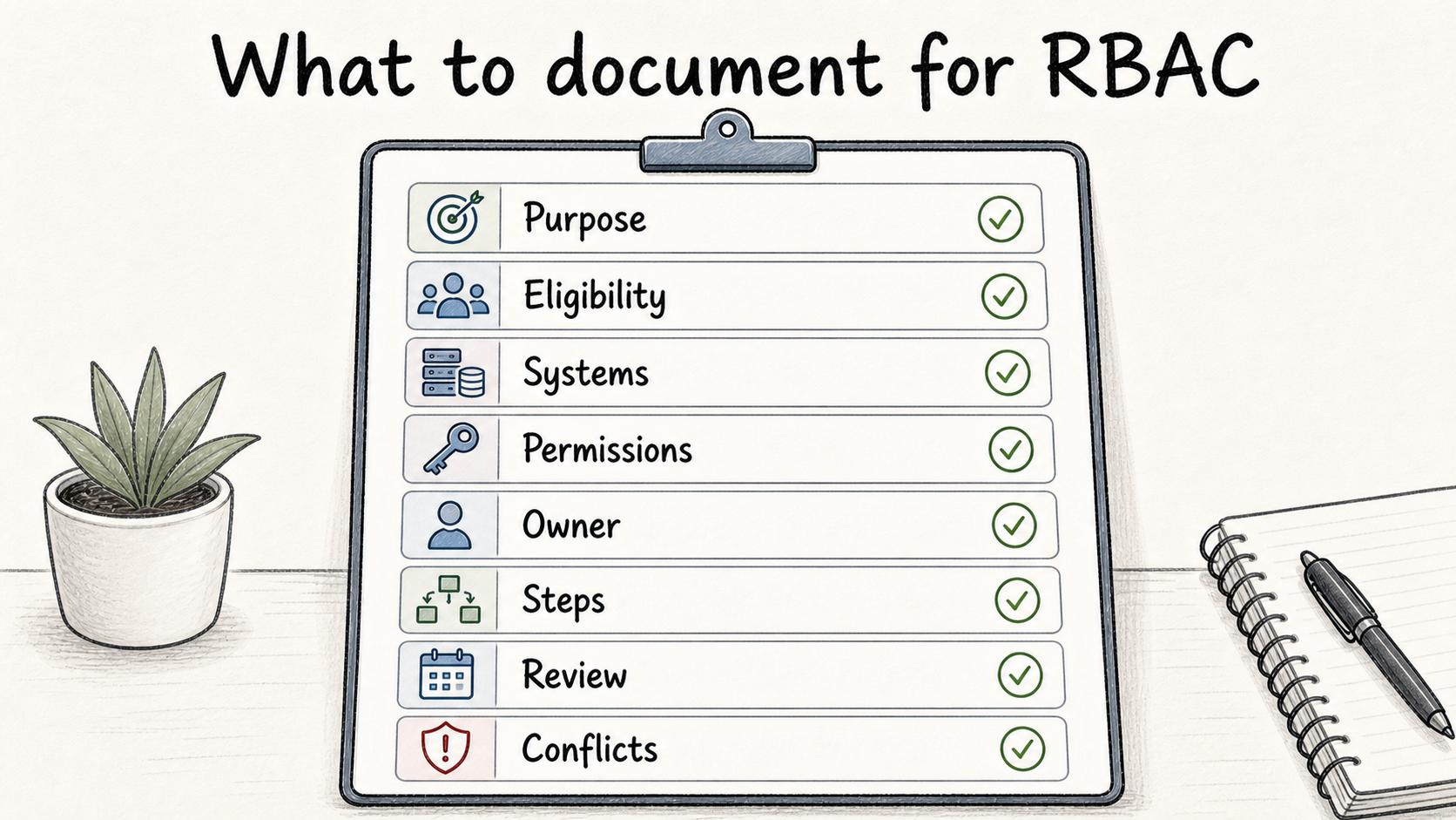 Diagram showing the key documentation fields for a role-based access control role.