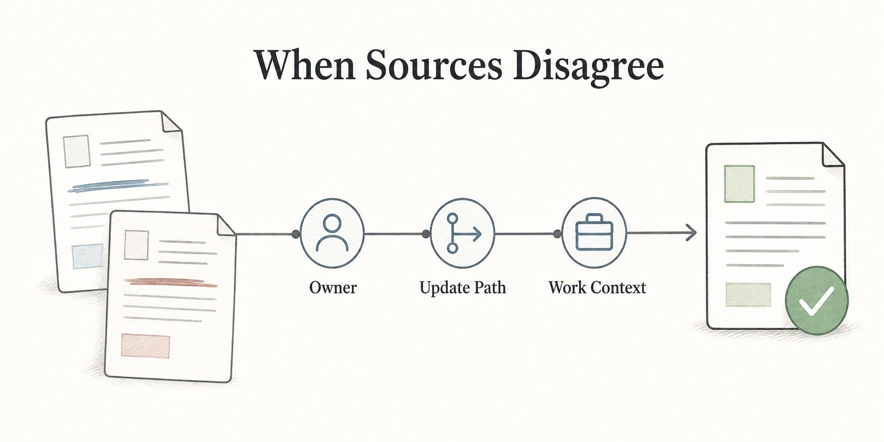 When two sources disagree, trust the one with a clear owner, update path, and connection to the work.
