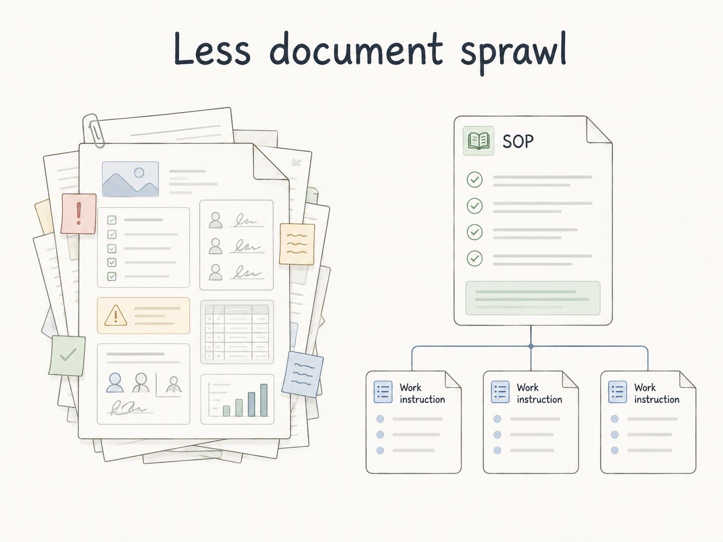 Diagram showing process guidance split from task instructions to avoid one bloated document.