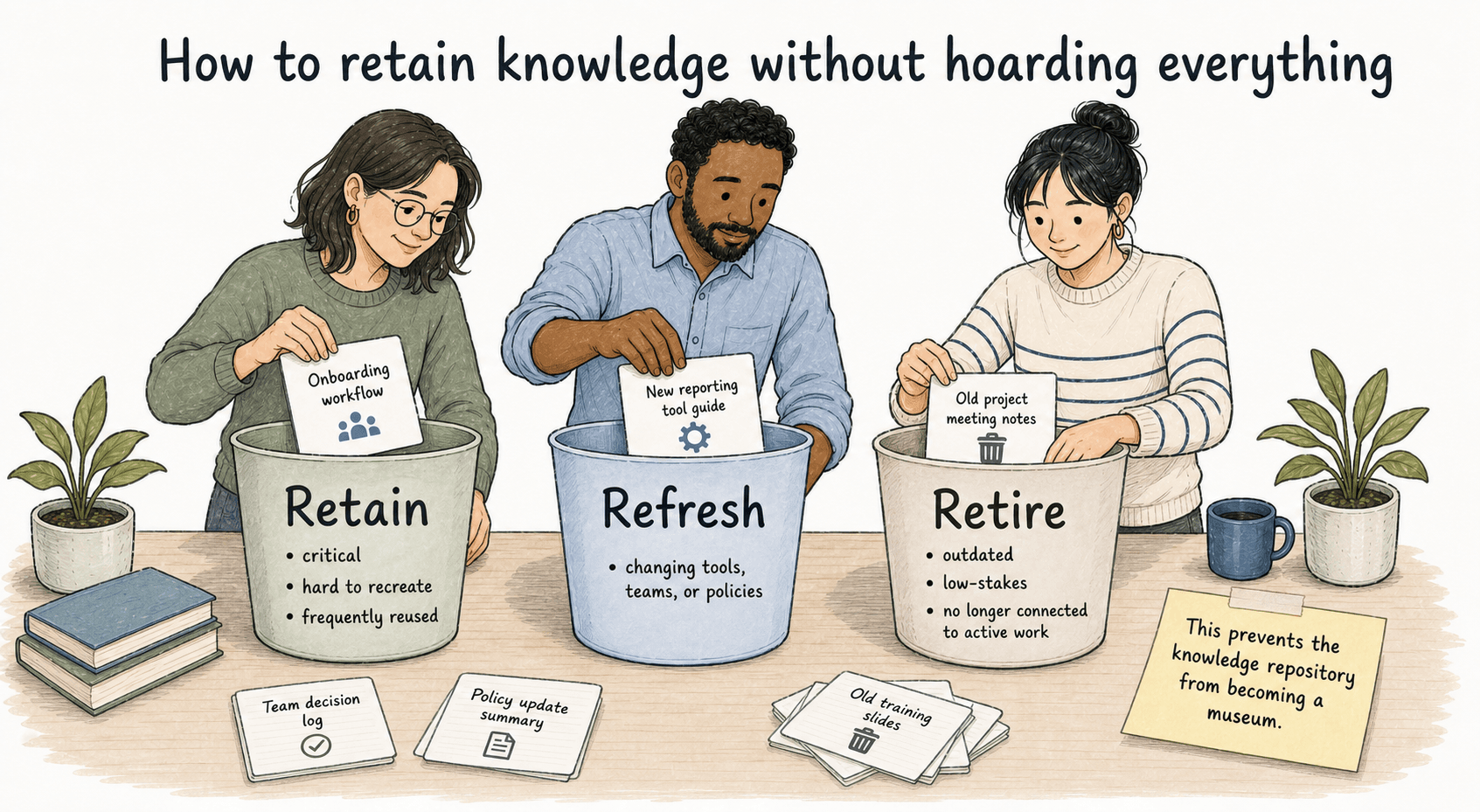 This prevents the knowledge repository from becoming a museum