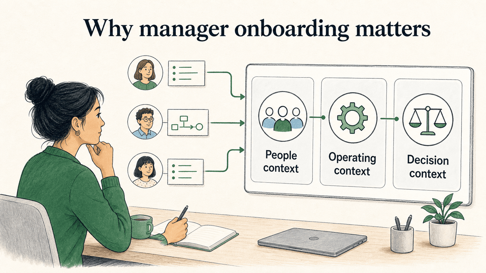 Manager onboarding gives new leaders the people, operating, and decision context they need to lead without guessing.