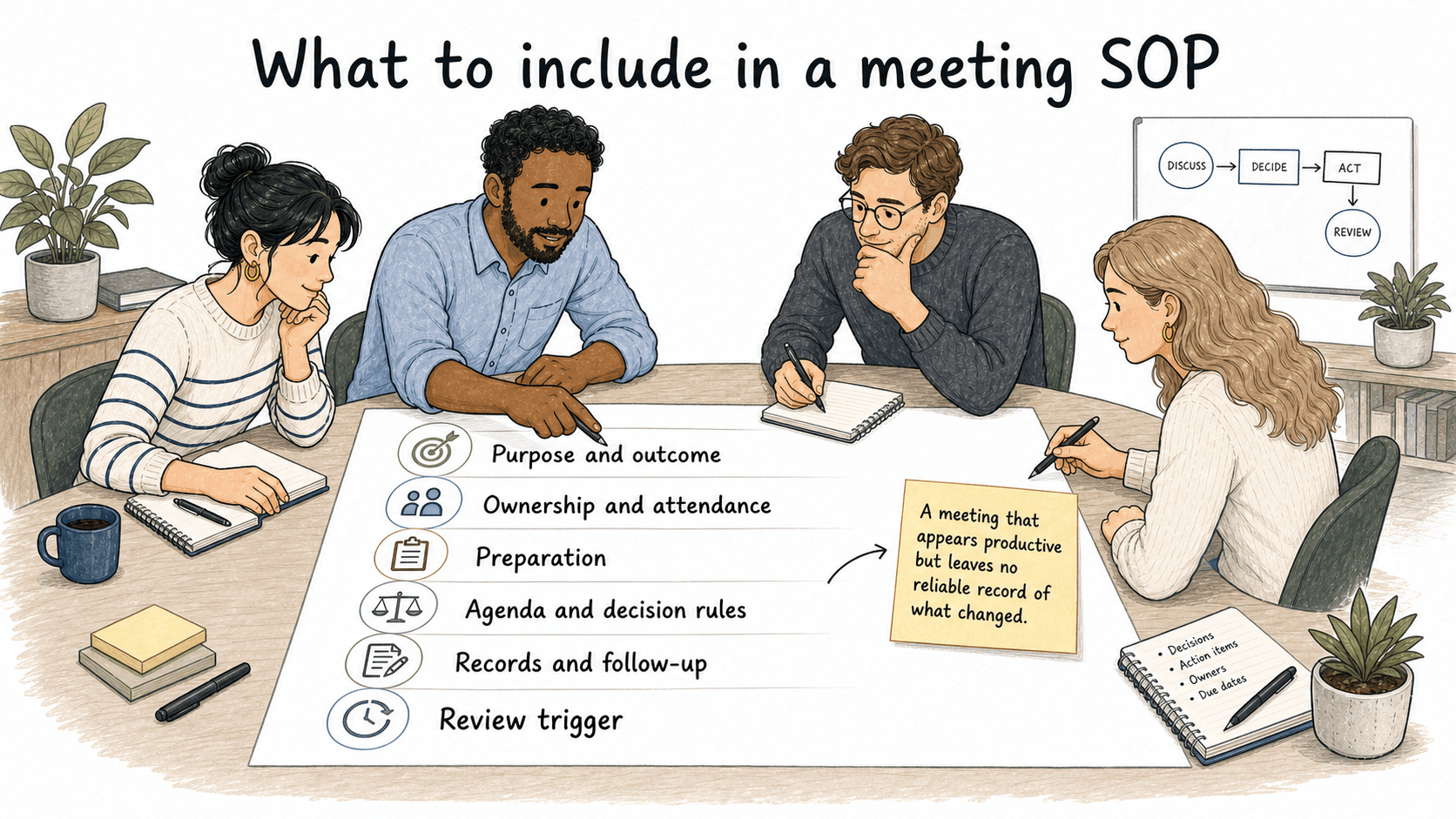 The hidden failure mode is a meeting that appears productive but leaves no reliable record of what changed.
