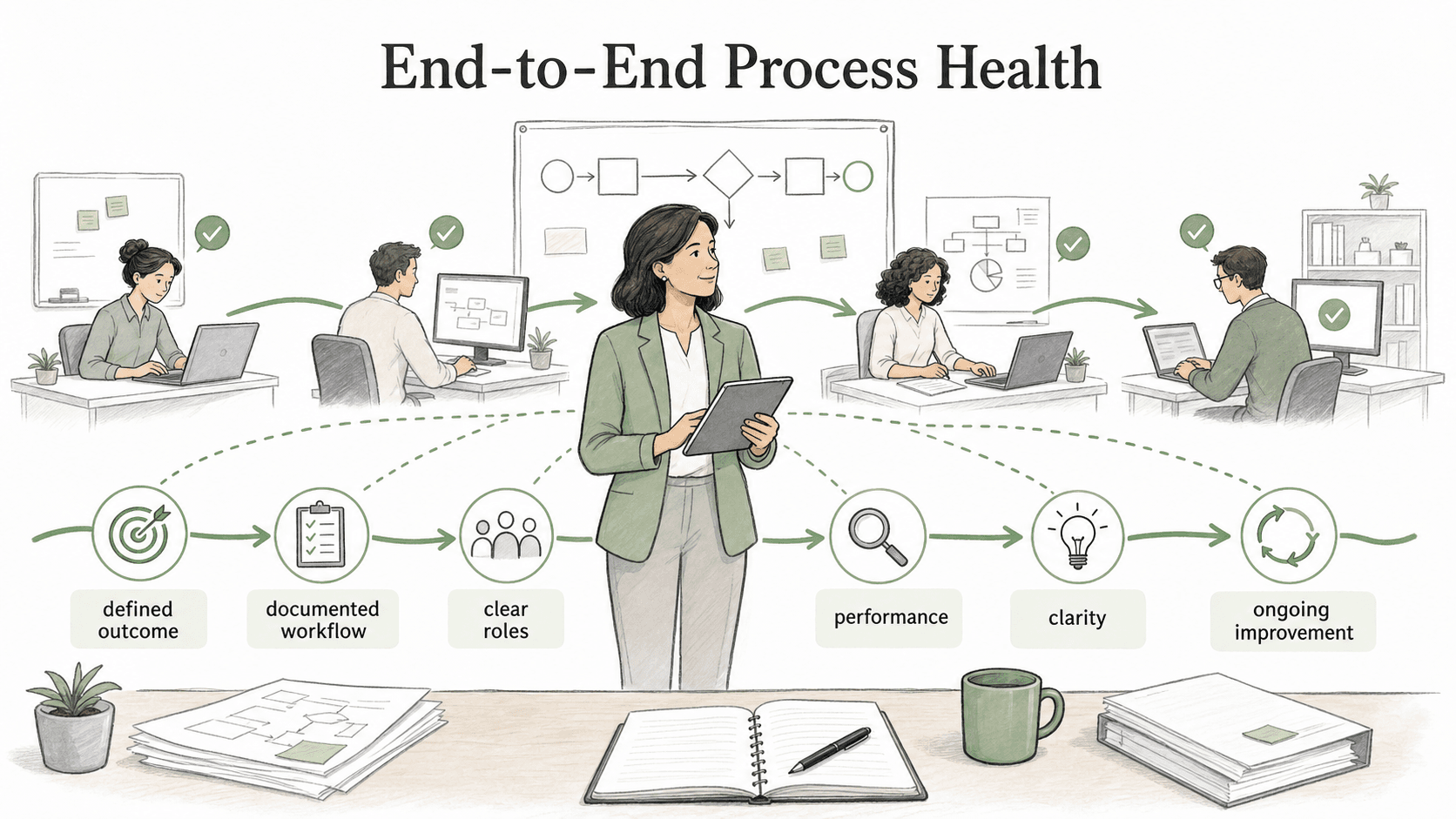 A process owner is accountable for the performance, clarity, and ongoing improvement of the end-to-end process, especially when work crosses teams.