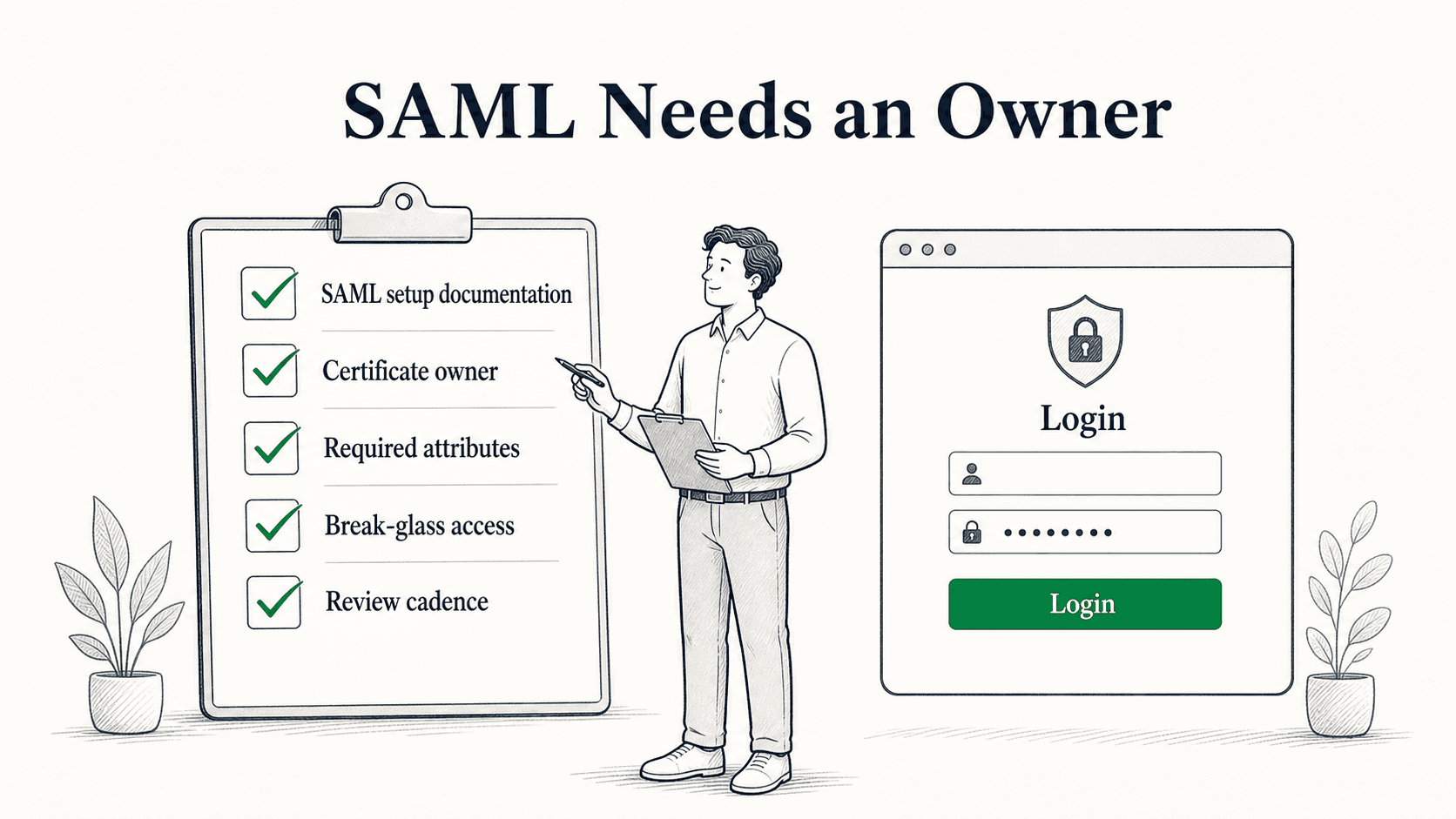 A SAML setup needs clear ownership for certificates, attributes, recovery paths, and review cadence after launch.