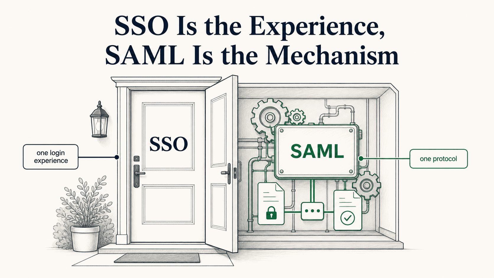 SSO is the visible login experience; SAML is one protocol that can power that experience behind the scenes.