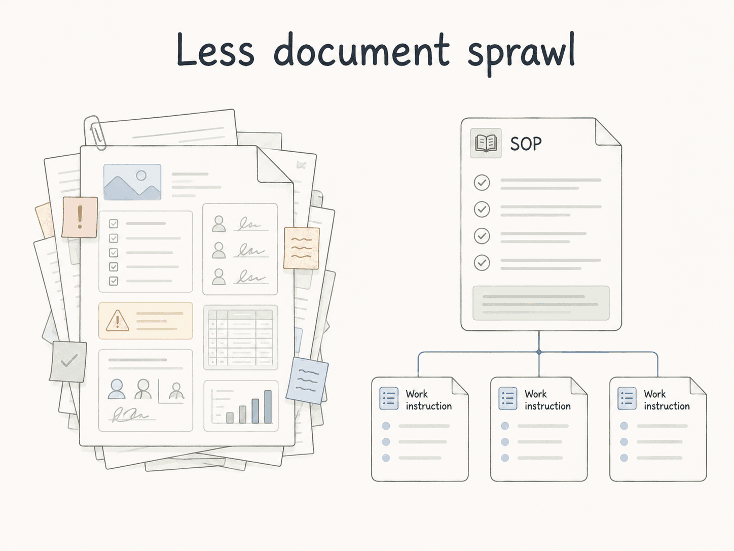 Diagram showing process guidance split from task instructions to avoid one bloated document.