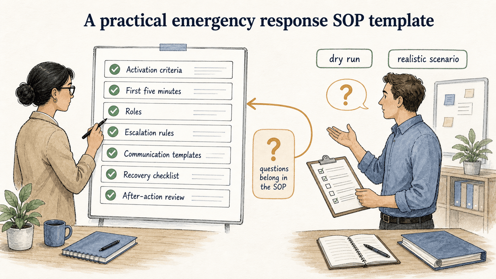 A template is only a first draft. A dry run reveals the questions that belong in the SOP.