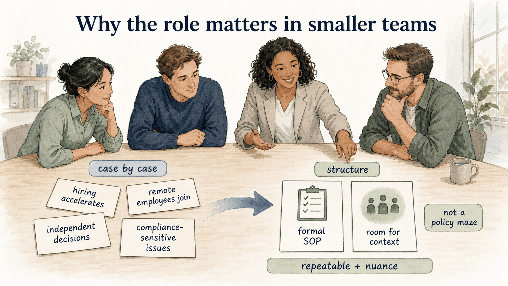 In smaller teams, an HR manager adds structure while leaving room for nuance in people issues.