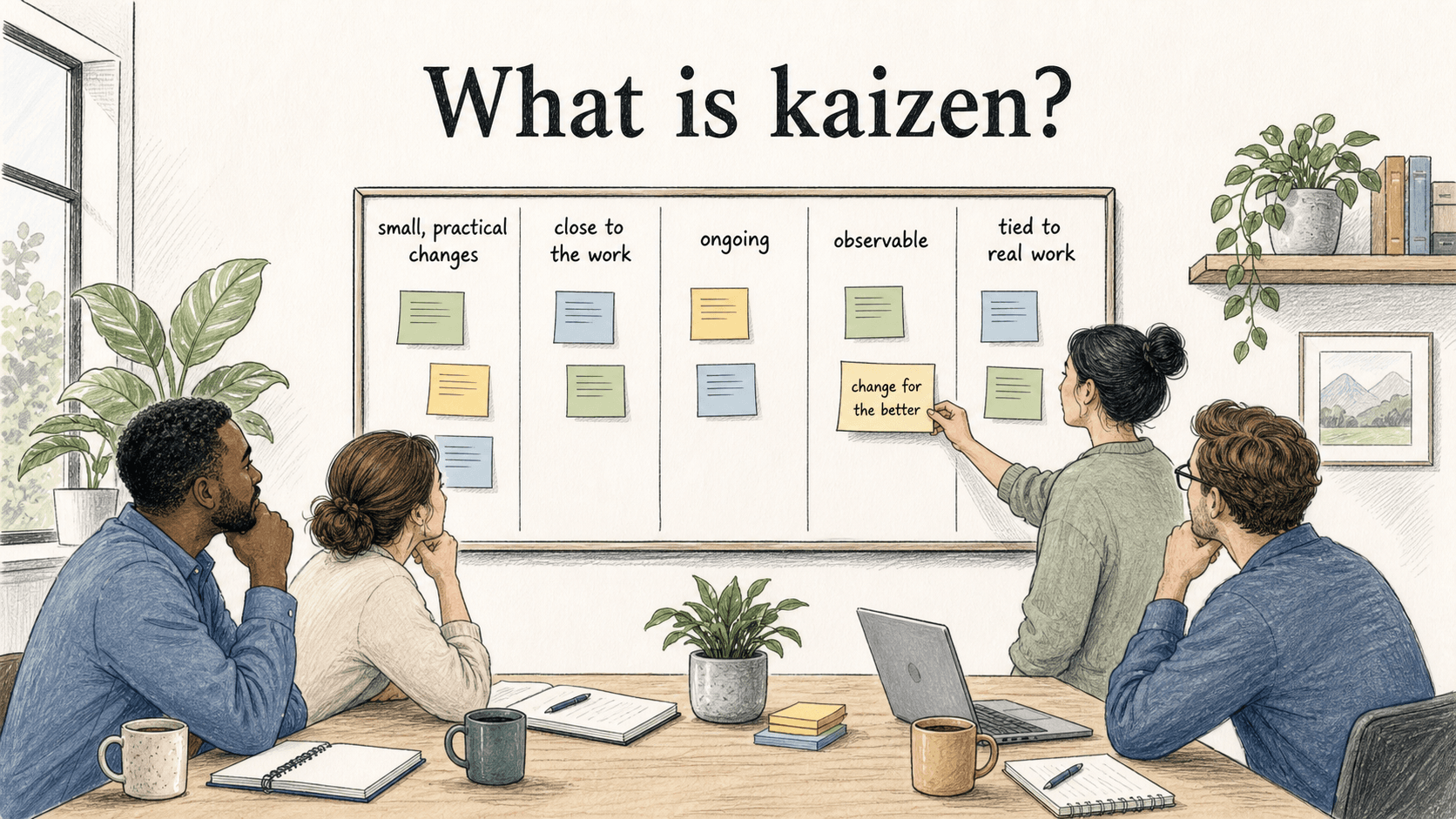 Kaizen is a disciplined habit of noticing friction, testing changes, and standardizing what works.