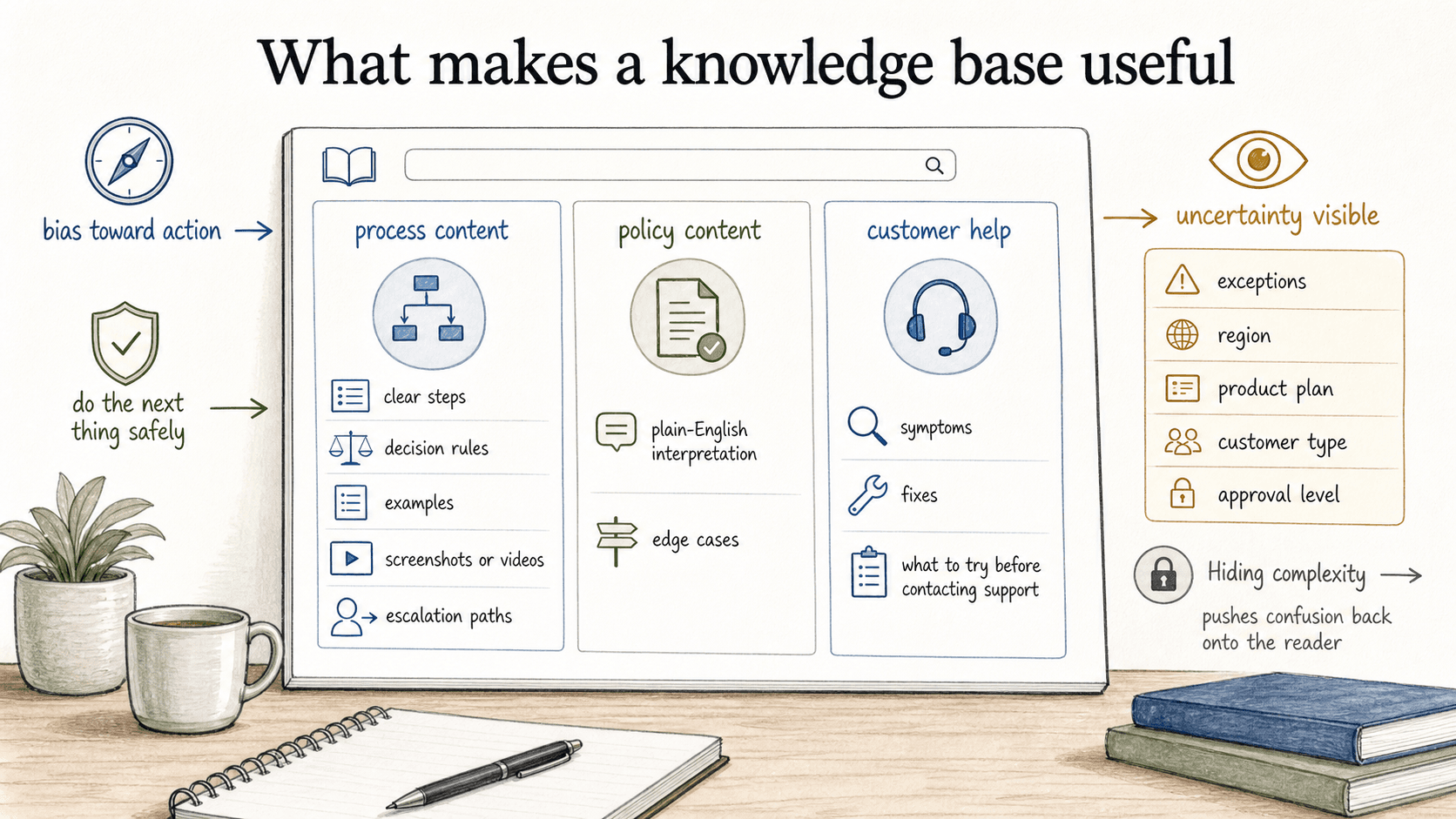 Actionable knowledge bases make uncertainty and next steps visible.