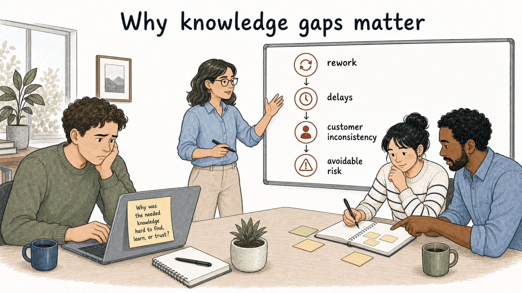 When the system hides knowledge, employees spend energy guessing, asking around, or rebuilding what someone else already knows.