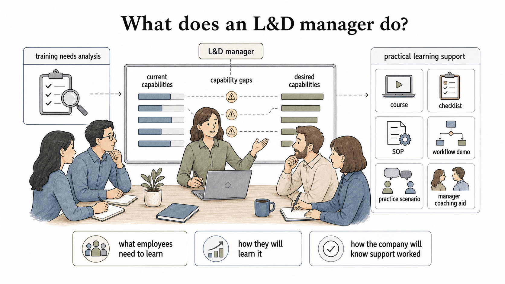 An L&D manager turns capability gaps into practical learning support.
