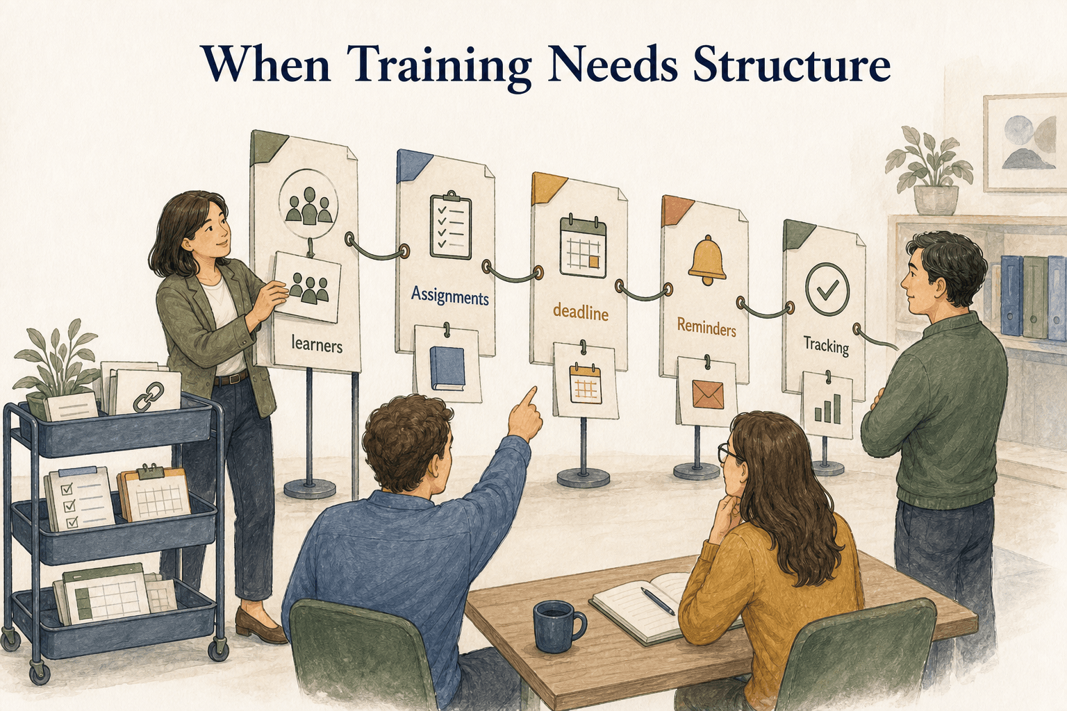 An LMS becomes useful when training must be repeatable, assigned, measured, or reported.