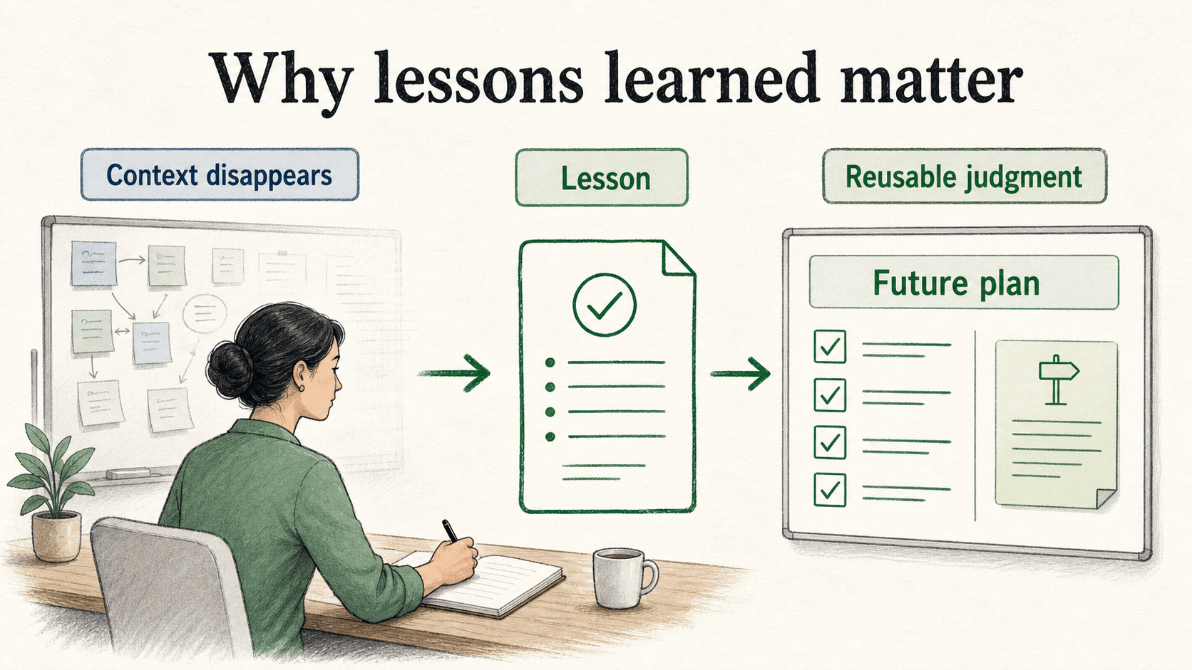 Lessons learned turn disappearing project context into reusable judgment for future plans.