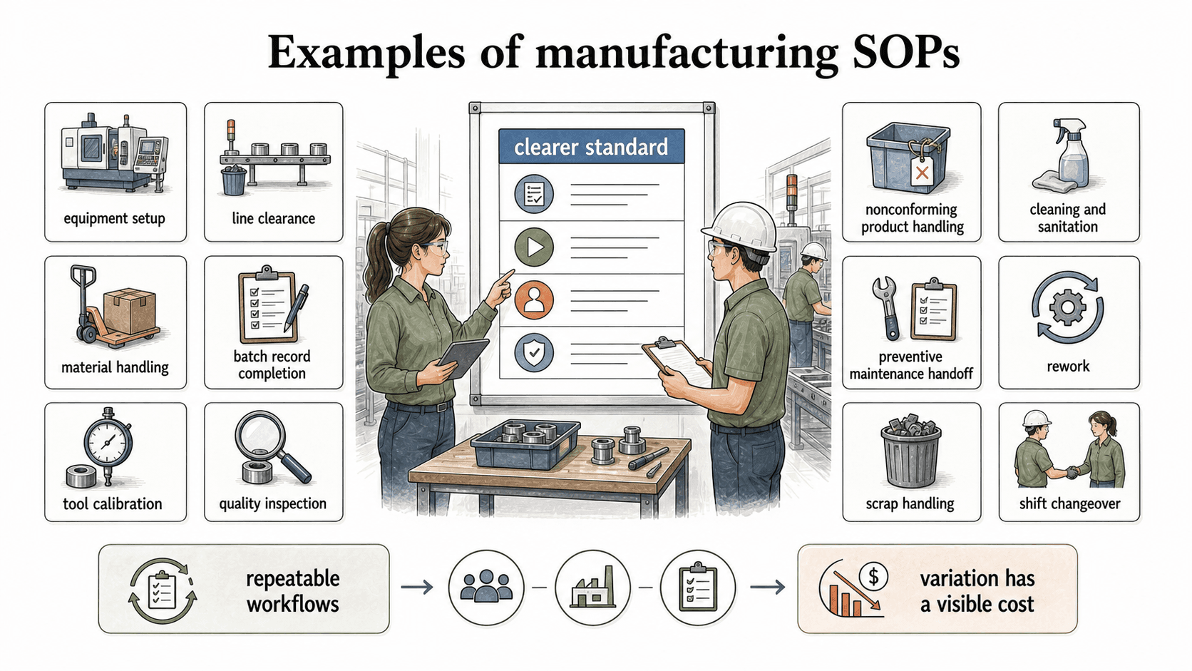 The best SOP candidates are repeatable manufacturing workflows where variation has a visible cost.