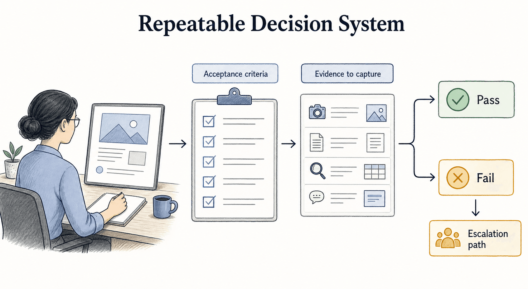 A repeatable quality control decision is explicit and backed by evidence.