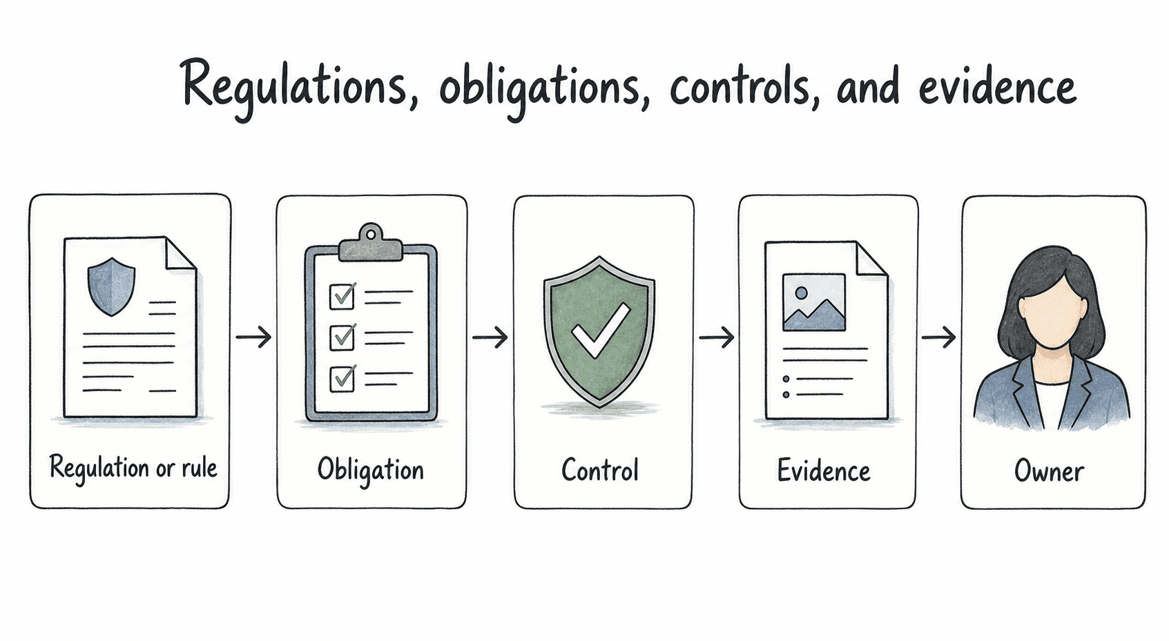 Clear compliance work connects the rule, the obligation, the control, the evidence, and the owner.