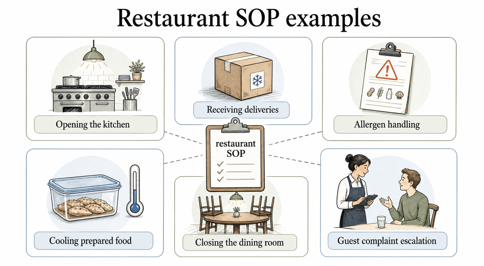 Restaurant SOPs are most useful for workflows where consistency matters and mistakes have consequences.