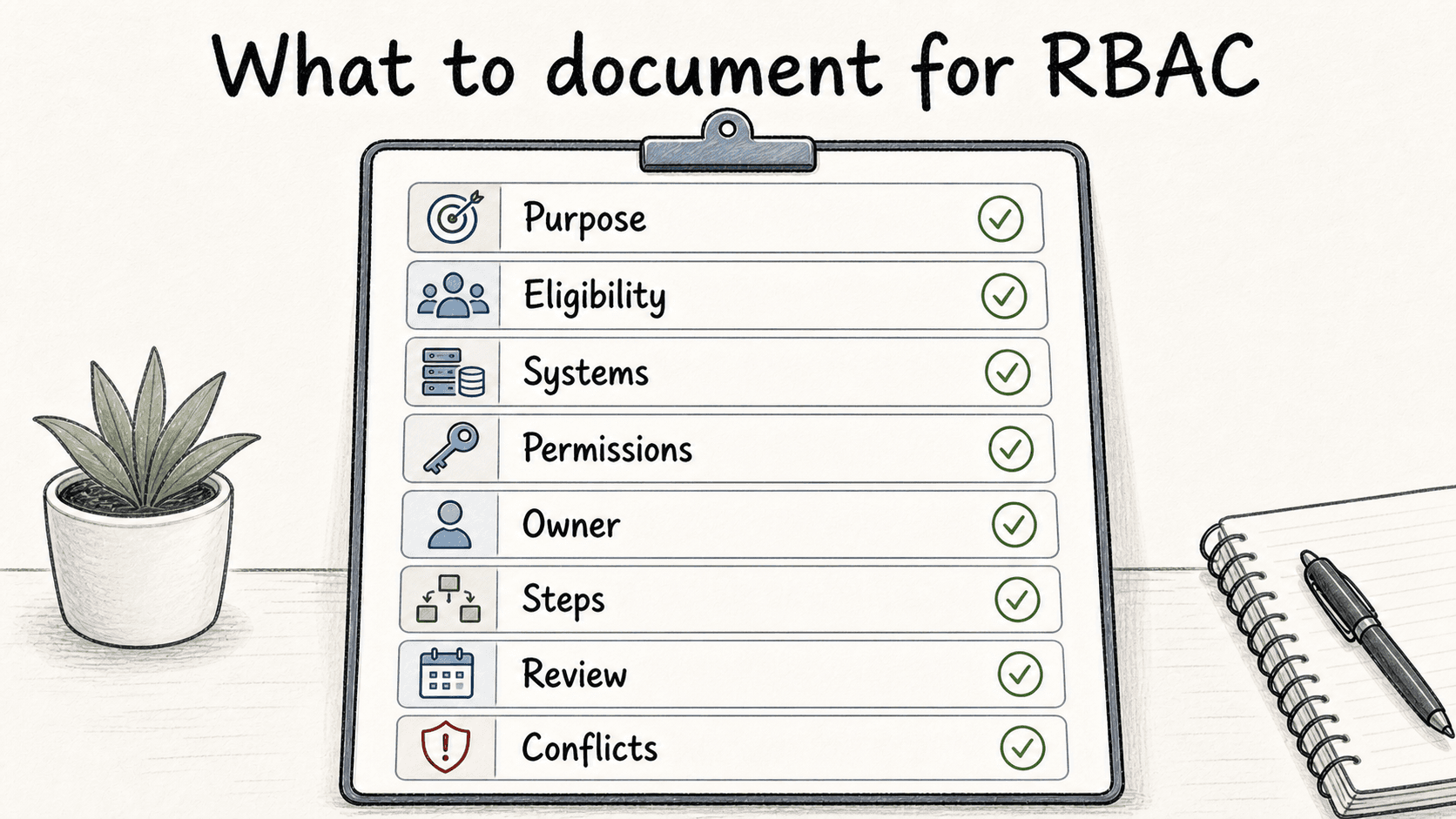 Diagram showing the key documentation fields for a role-based access control role.