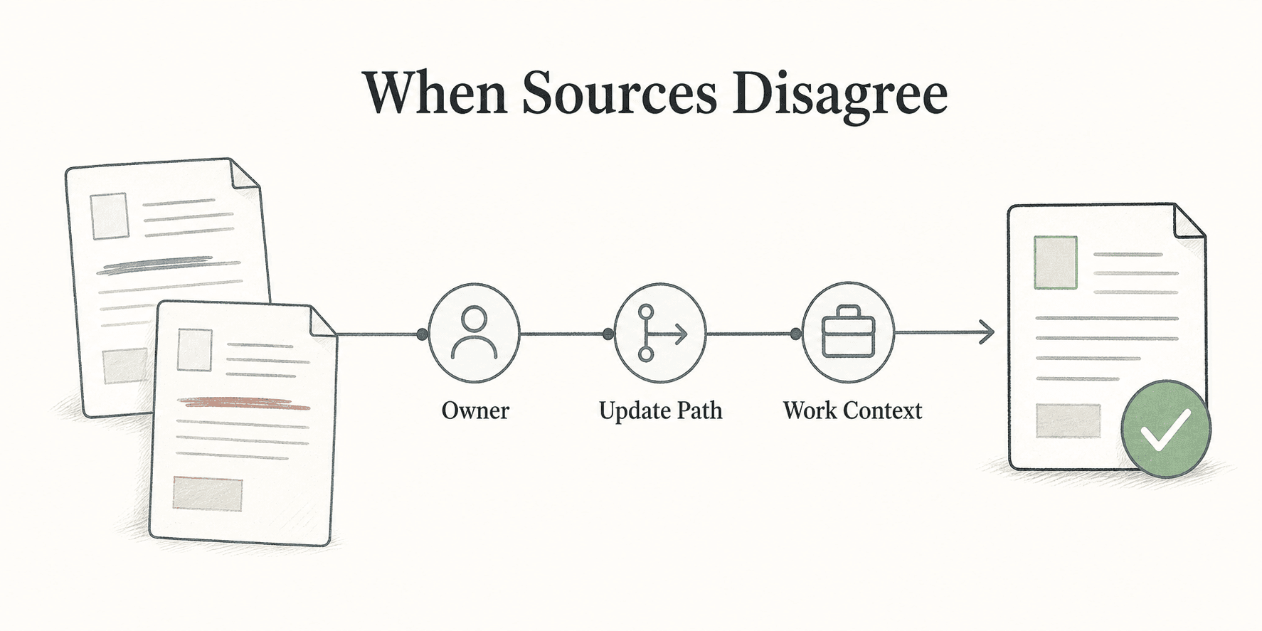 When two sources disagree, trust the one with a clear owner, update path, and connection to the work.