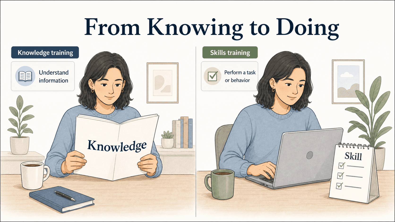 Skills training turns knowledge into practiced, observable work.