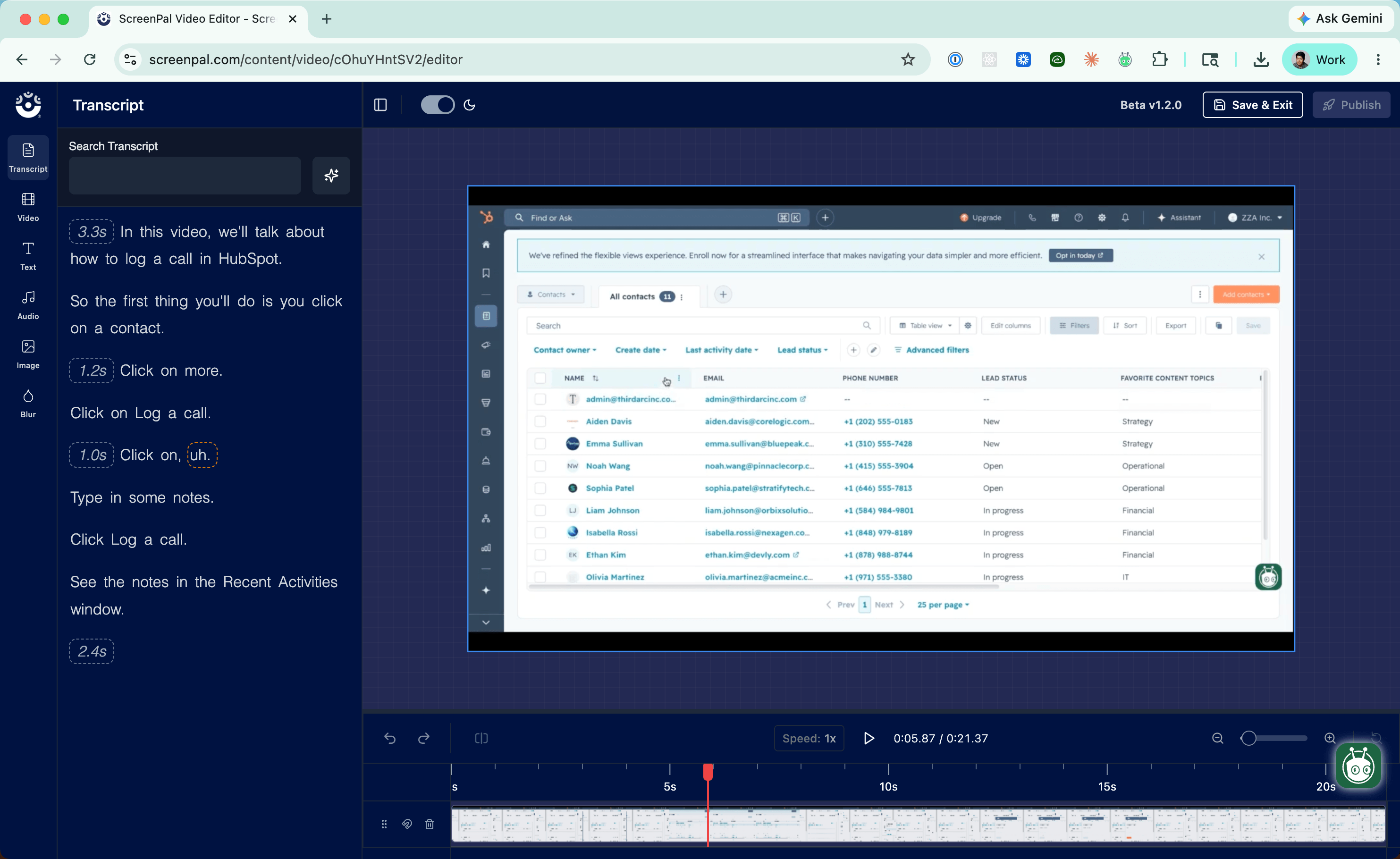 ScreenPal's editor gives teams a low-cost way to record, edit, host, and share instructional videos.