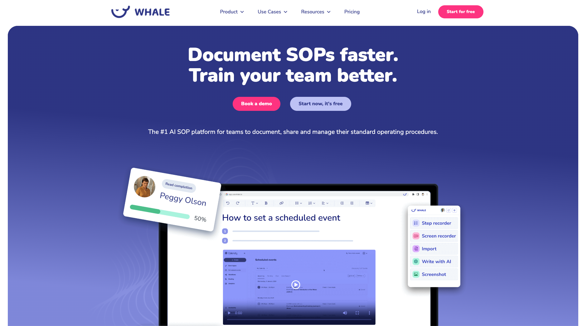 Whale organizes SOPs and training in one workspace, with learning paths and progress tracking.