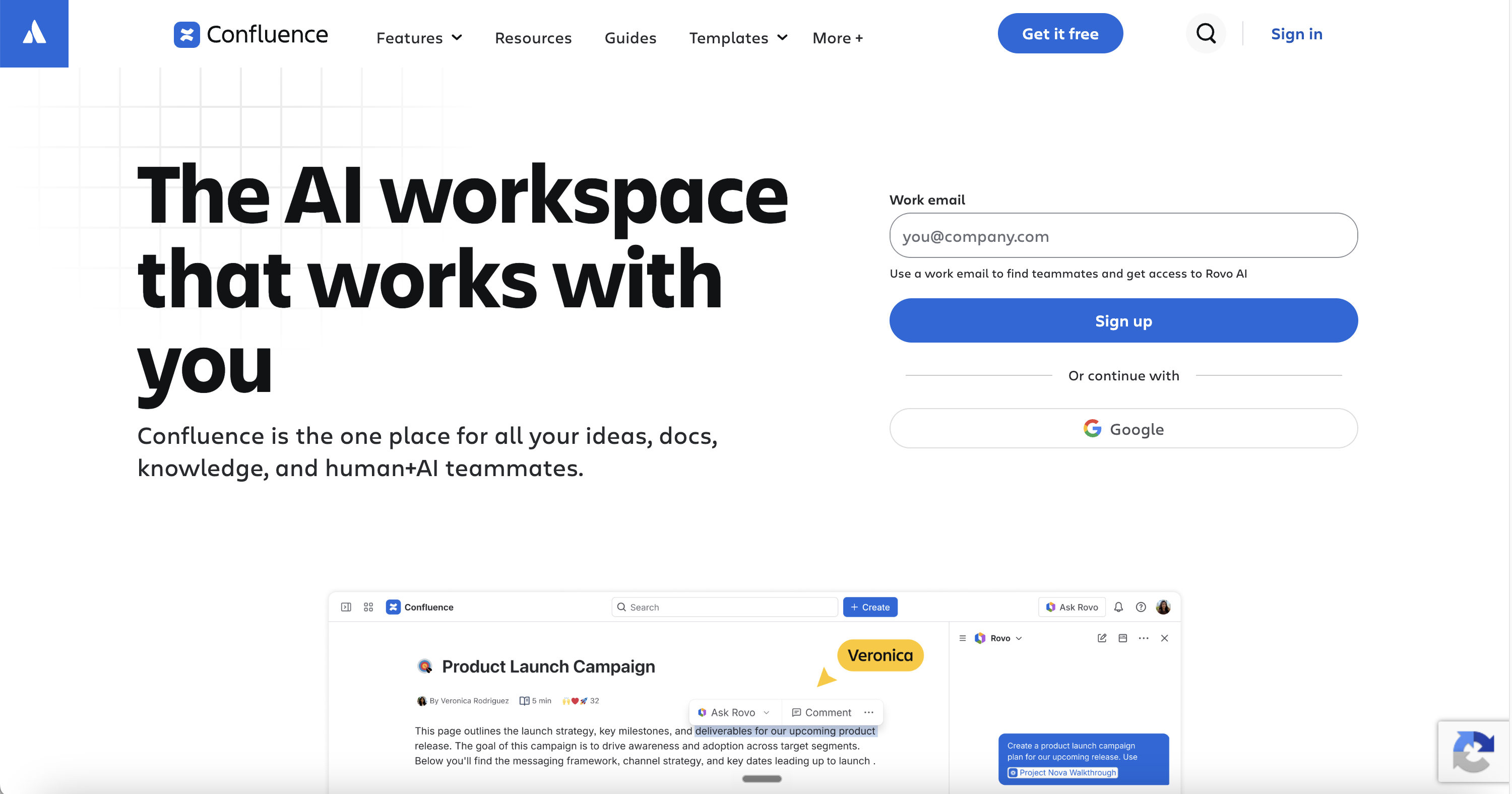 Confluence is built as a shared workspace for organizing company knowledge and project context.