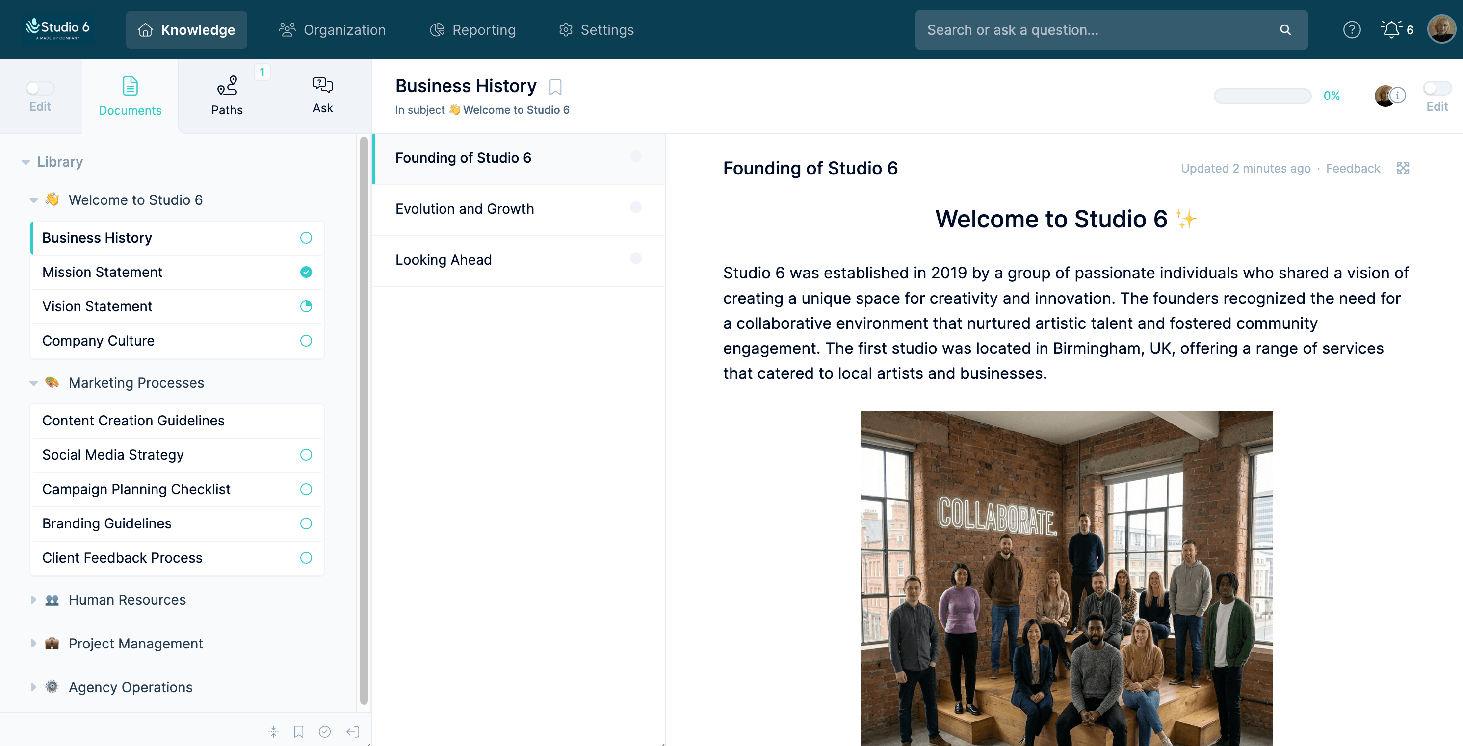 Waybook organizes company knowledge into a structured training and SOP workspace.